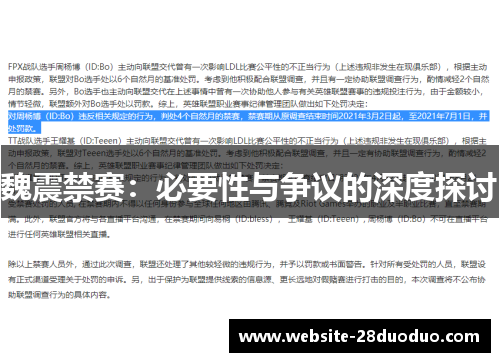 魏震禁赛：必要性与争议的深度探讨